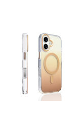 iPhone 17 Kılıf M-safe Şarj Özellikli Transparan Renk Geçişli SEKO Toros Kapak - Rose Gold Altın