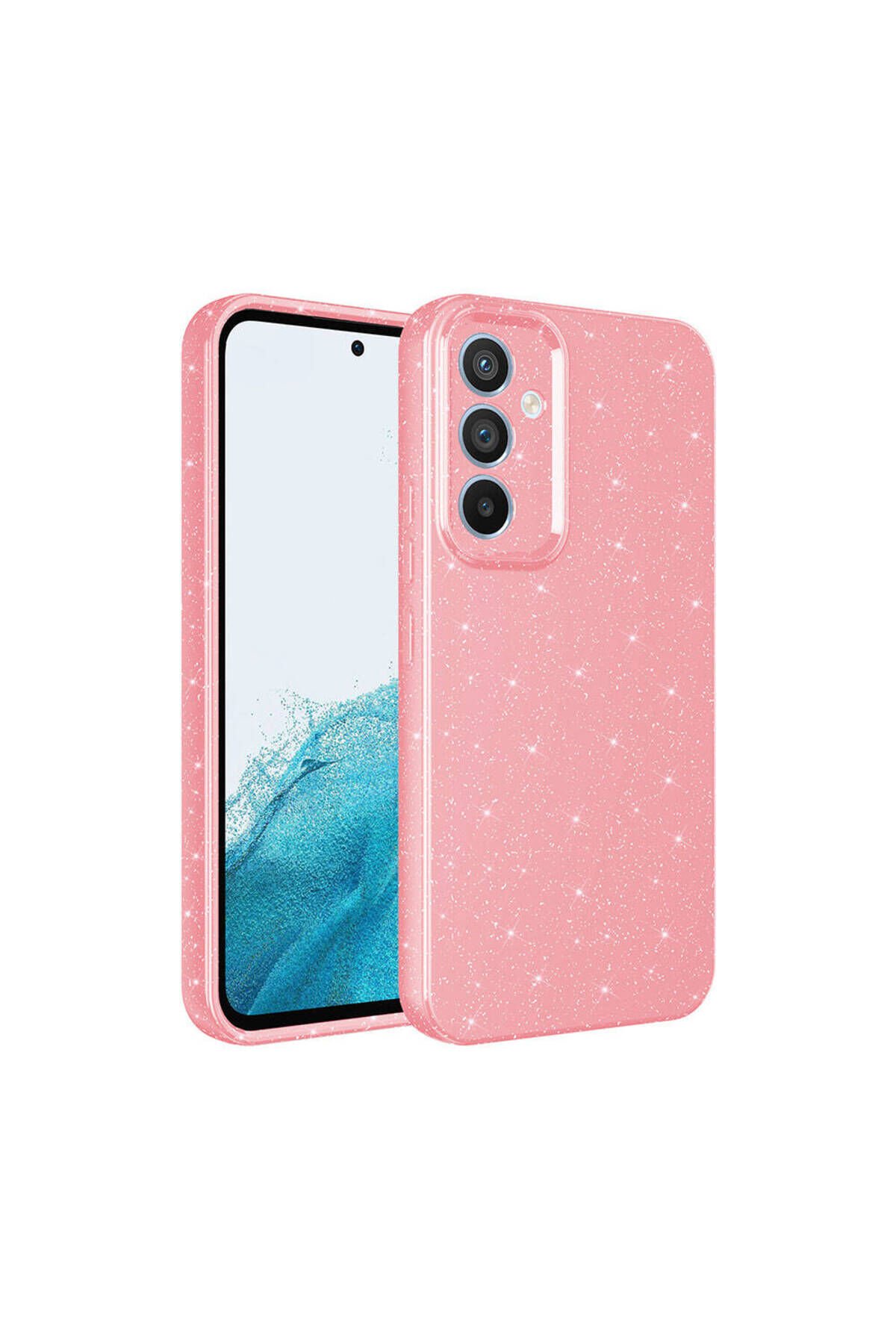 Galaxy S24 Plus Kılıf Kamera Korumalı Simli Lüks BSAY Koton Kapak - Pembe Koyu Pembe Koyu