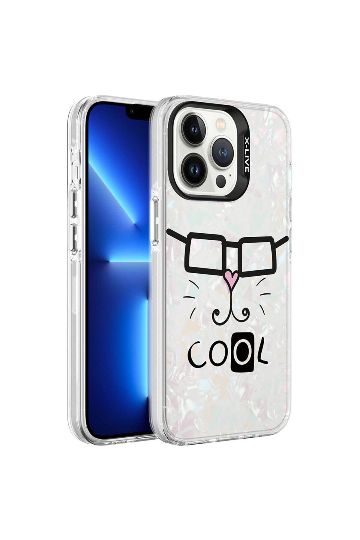 iPhone 13 Pro Max Uyumlu Mermer Desenli BSAY Marbello Kılıf-Yeşil Beyaz