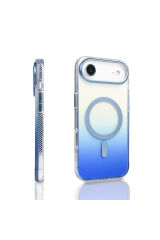 iPhone 17 Air Kılıf M-safe Şarj Özellikli Transparan Renk Geçişli Toros Kapak - Gri Altın