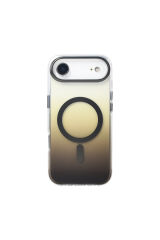 iPhone 17 Air Kılıf M-safe Şarj Özellikli Transparan Renk Geçişli Toros Kapak - Gri Pembe