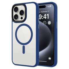 iPhone 15 Pro Max Kılıf Mat Arka Yüzey Wireless Şarj Özellikli Zore Flet M-safe Kılıf Beyaz