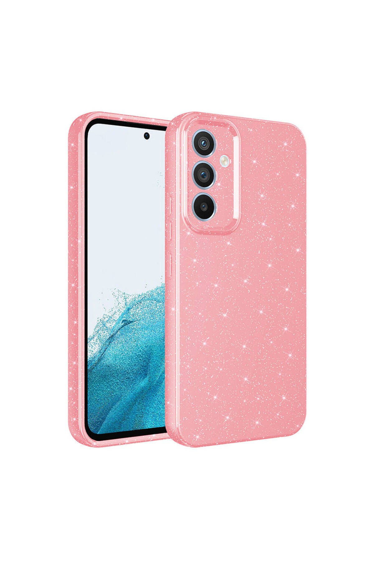 Galaxy A05S Kılıf Kamera Korumalı Simli Lüks GZST Koton Kapak - Pembe Pembe