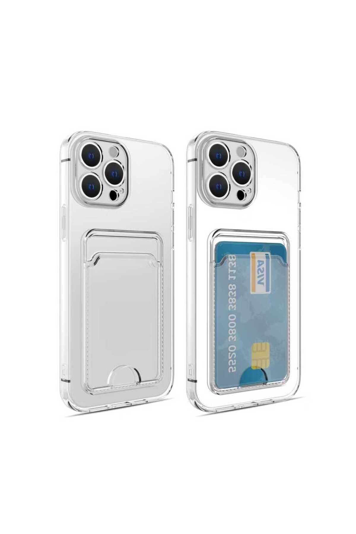 iPhone 11 Pro Uyumlu Kartlıklı Şeffaf BSAY Setra Clear Silikon Kılıf-Renksiz