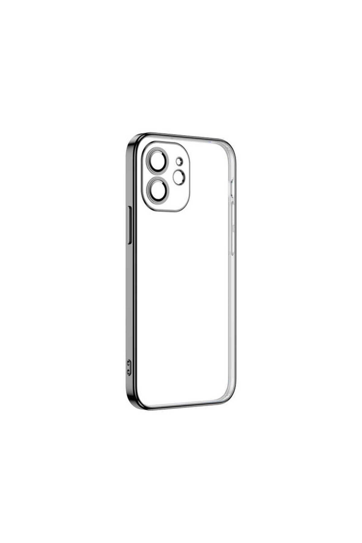 iPhone 12 Uyumlu BSAY Krep Kılıf-Renksiz Siyah