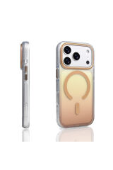 iPhone 17 Pro Kılıf M-safe Şarj Özellikli Transparan Renk Geçişli Zore Toros Kapak - Siyah Altın