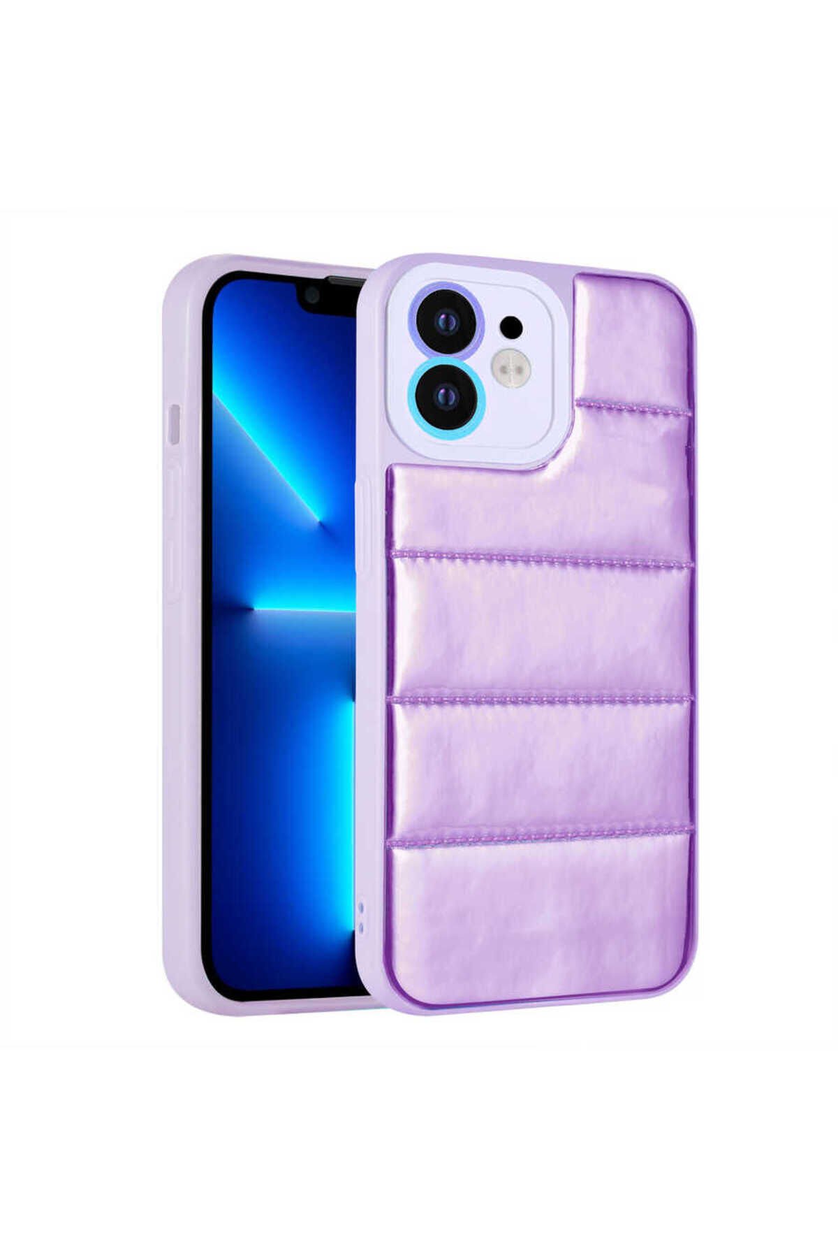 iPhone 11 Uyumlu Kamera Korumalı AiHTTgli Renkli BSAY Seksek Kılıf-Mor