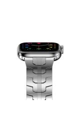 Watch Ultra 49mm Kordon Uyumlu KRD-63 Metal Strap Kayış BSAY- Siyah Gümüş