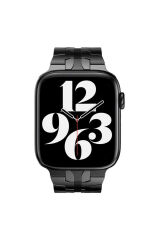 Watch Ultra 49mm Kordon Uyumlu KRD-63 Metal Strap Kayış BSAY- Siyah Gümüş