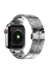 Watch Ultra 49mm Kordon Uyumlu KRD-63 Metal Strap Kayış BSAY- Siyah Gümüş