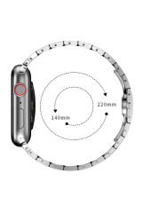 Watch Ultra 49mm Kordon Uyumlu KRD-63 Metal Strap Kayış BSAY- Siyah Gümüş