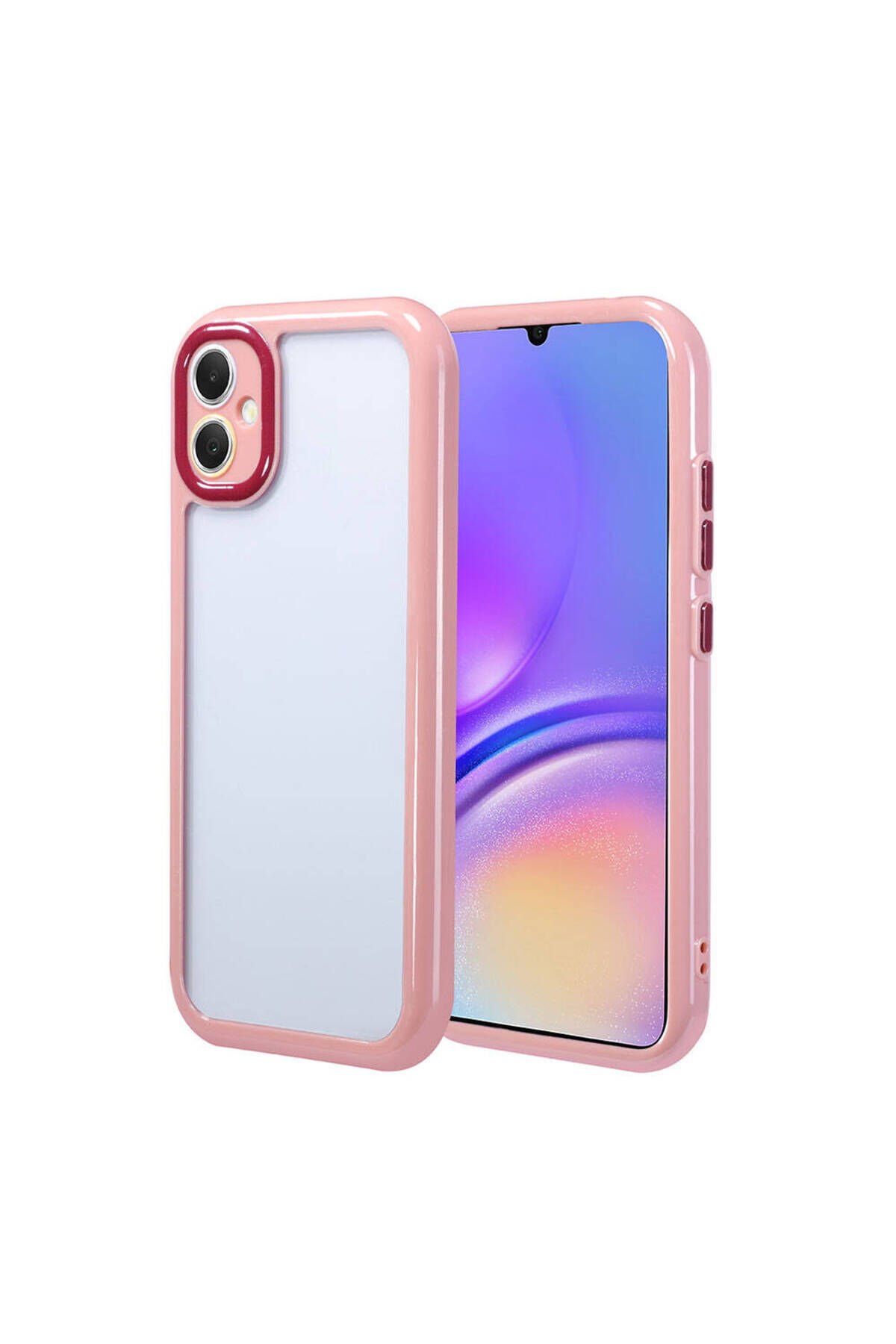 Galaxy A05 Kılıf Kamera Korumalı Renkli Kenar ve Çerçeve Tasarımlı BSAY Vitamin Kapak-Mürdüm Mürdüm