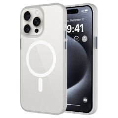 iPhone 15 Pro Max Kılıf Mat Arka Yüzey Wireless Şarj Özellikli Zore Flet M-safe Kılıf Midnight