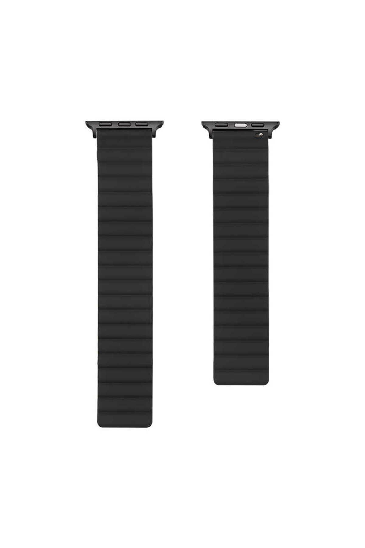 Watch Ultra 49mm Kordon Uyumlu KRD-52 Strap Kayış BSAY- Siyah Siyah