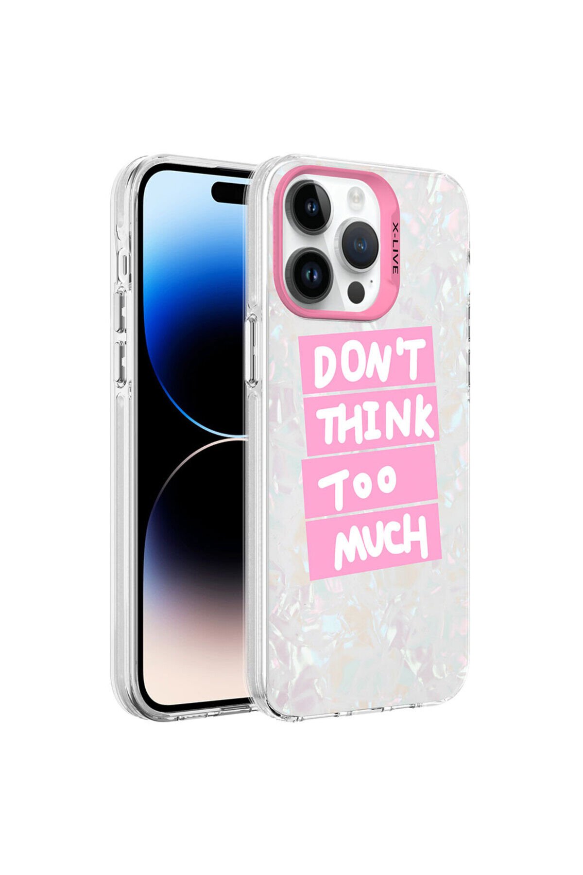iPhone 14 Pro Max Uyumlu Mermer Desenli BSAY Marbello Kılıf-Yeşil Pembe