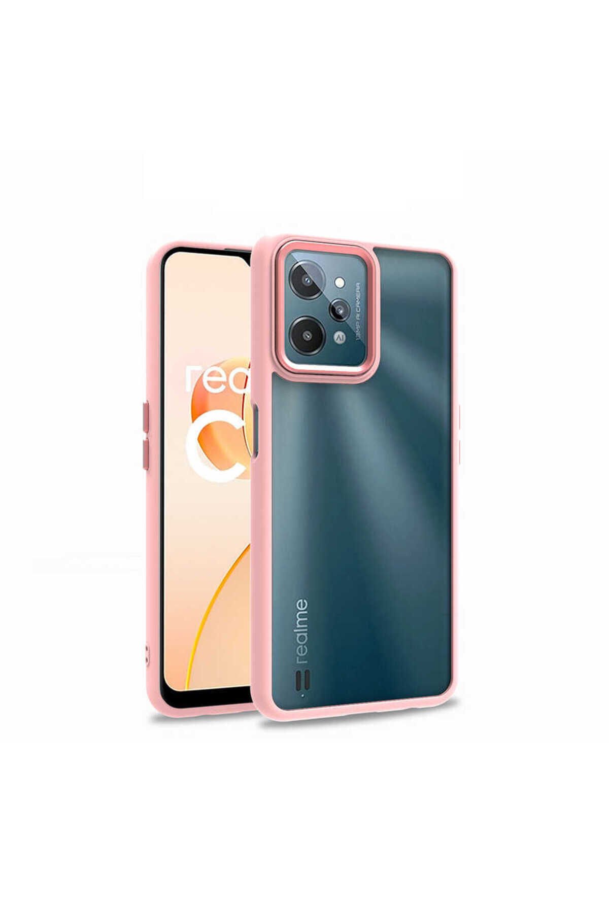 Realme C31 Kılıf BSAY Flora Kapak - Yeşil Rose Gold