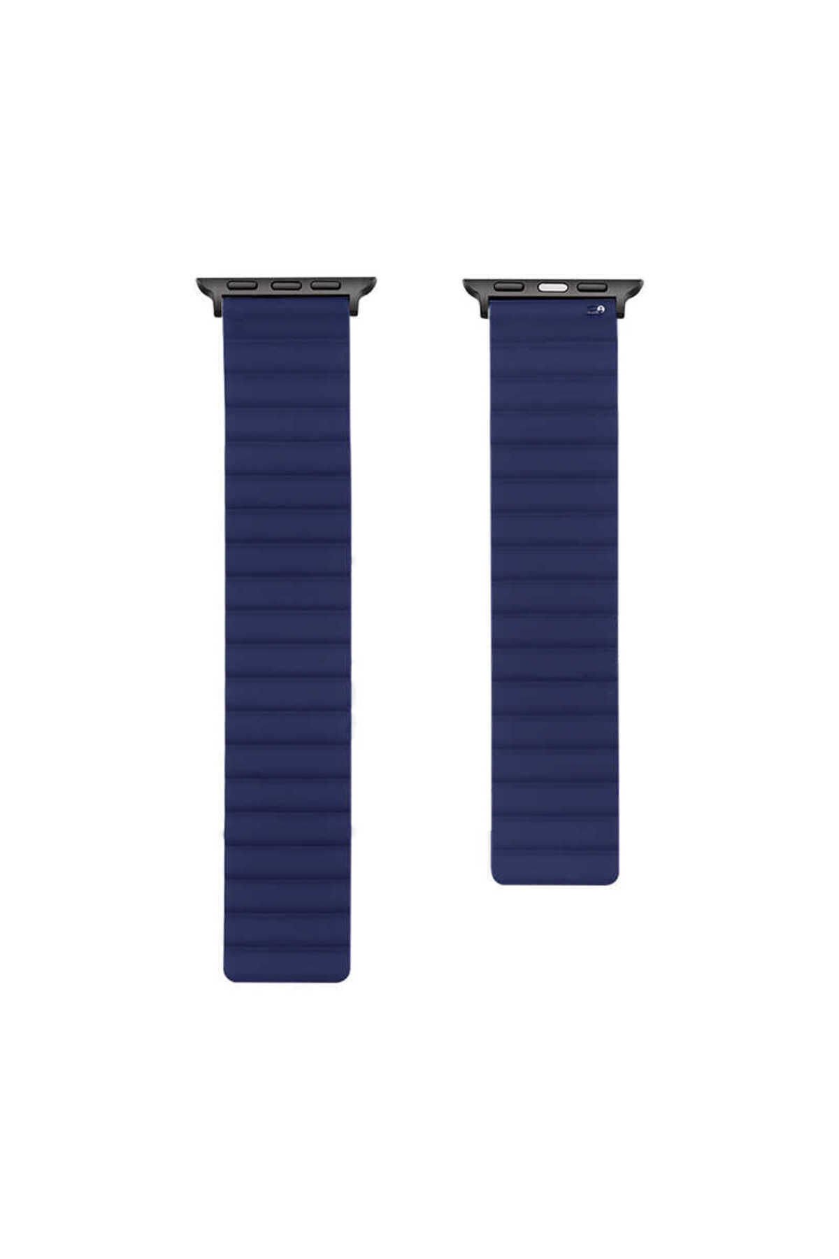 Watch Ultra 49mm Kordon Uyumlu KRD-52 Strap Kayış BSAY- Siyah Lacivert
