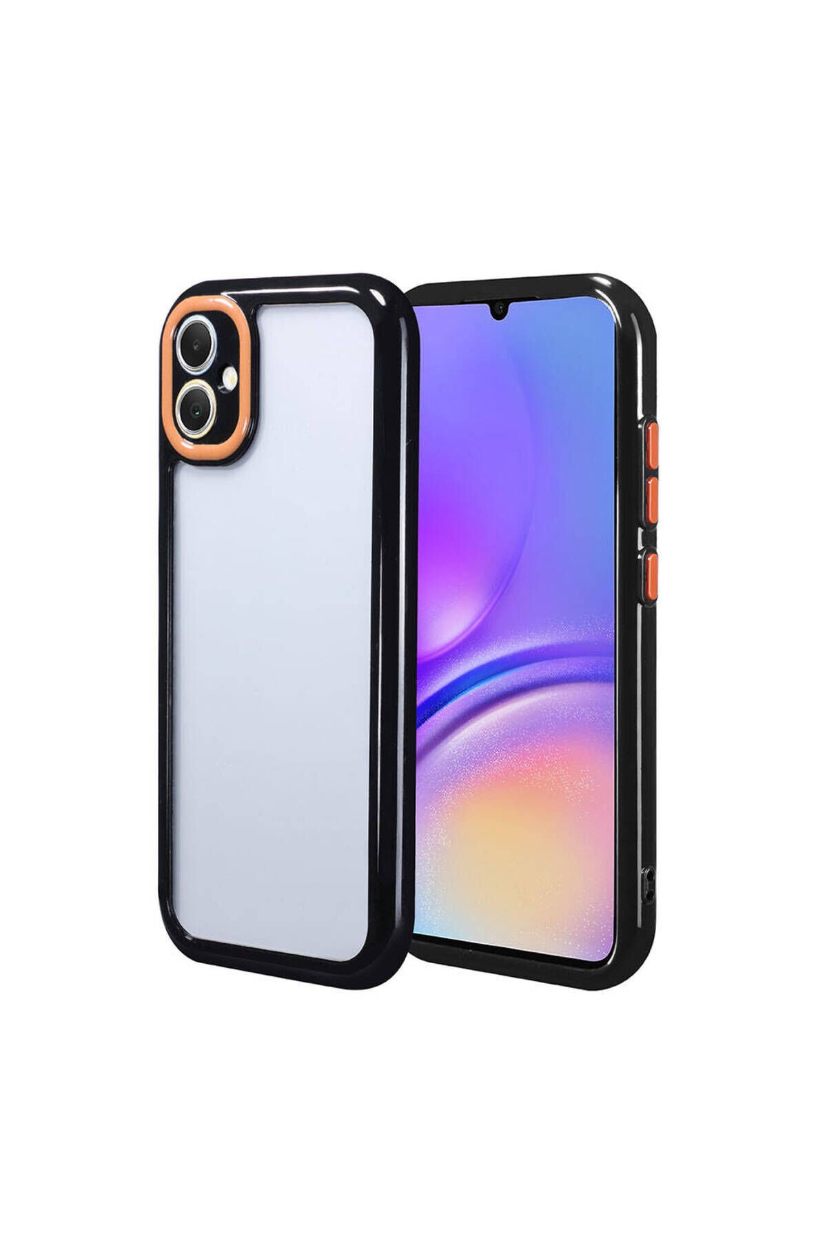 Galaxy A05 Kılıf Kamera Korumalı Renkli Kenar ve Çerçeve Tasarımlı BSAY Vitamin Kapak-Mürdüm Siyah