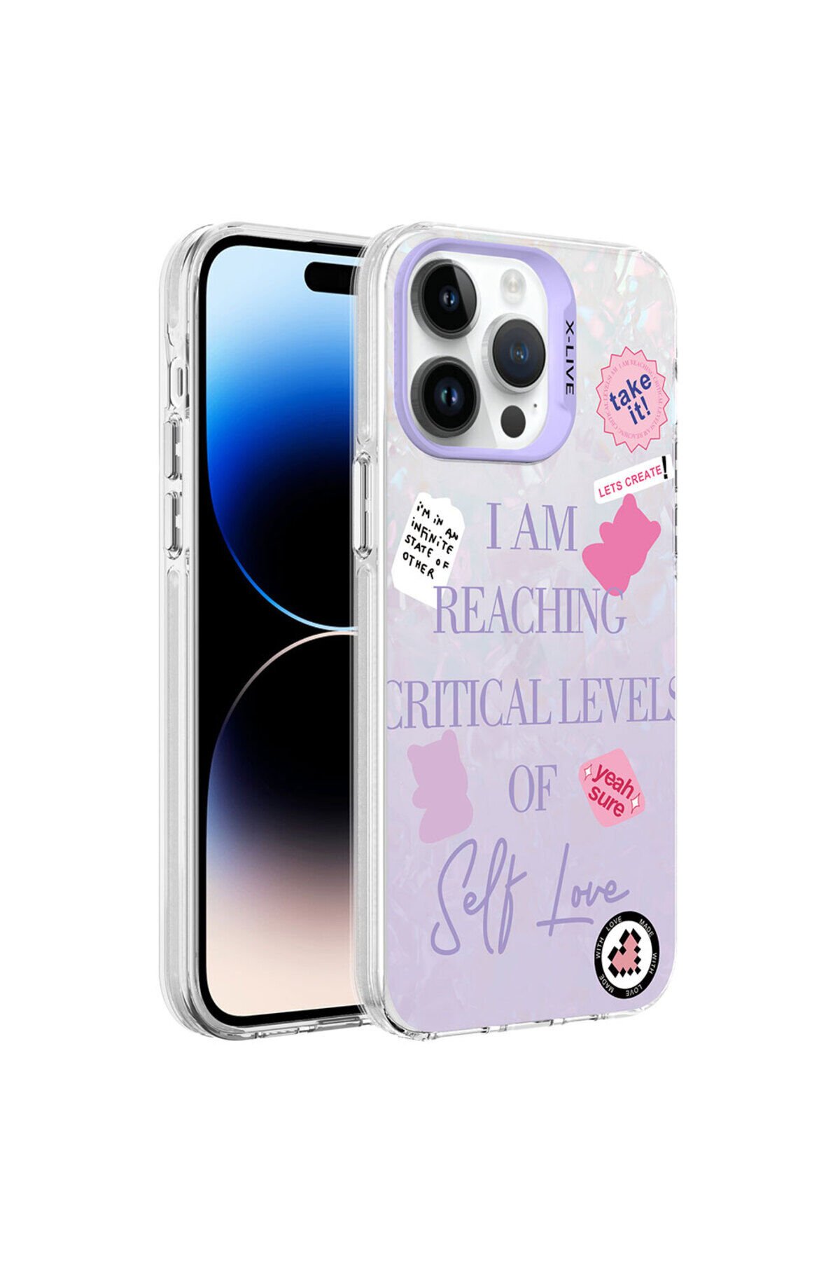 iPhone 14 Pro Max Uyumlu Mermer Desenli BSAY Marbello Kılıf-Yeşil Mor