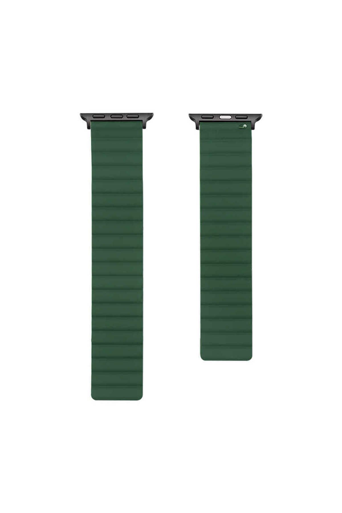Watch Ultra 49mm Kordon Uyumlu KRD-52 Strap Kayış BSAY- Siyah Yeşil