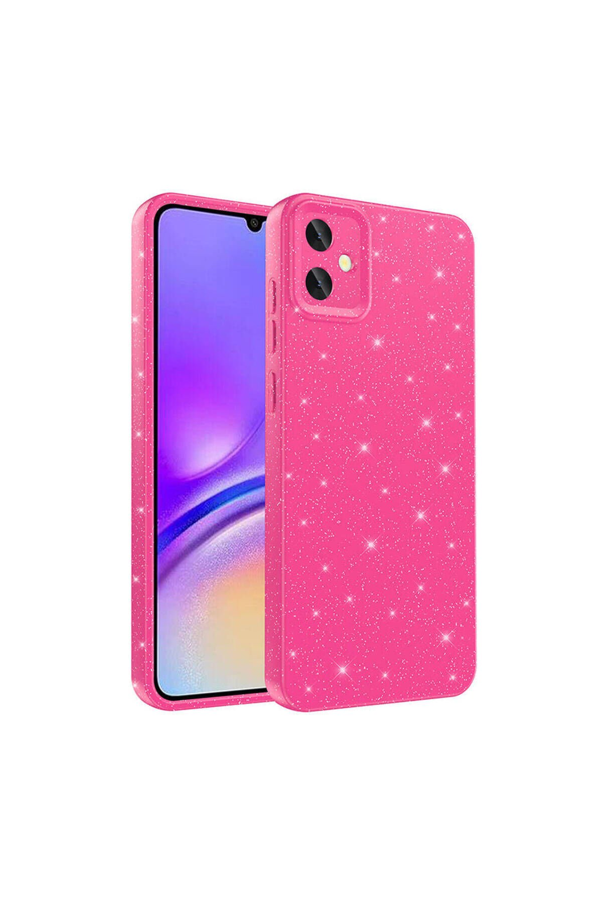 Galaxy A05 Kılıf Kamera Korumalı Simli Lüks BSAY Koton Kapak - Mor Gümüş