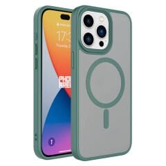 iPhone 15 Pro Kılıf Mat Arka Yüzey Wireless Şarj Özellikli Zore Flet M-safe Kılıf Siyah