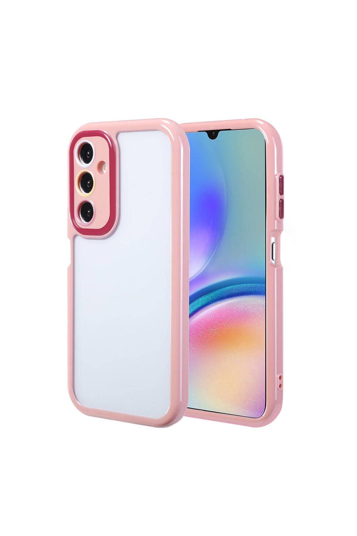 Galaxy A05S Kılıf Kamera Korumalı Renkli Kenar ve Çerçeve Tasarımlı BSAY Vitamin Kapak-Mürdüm Mürdüm