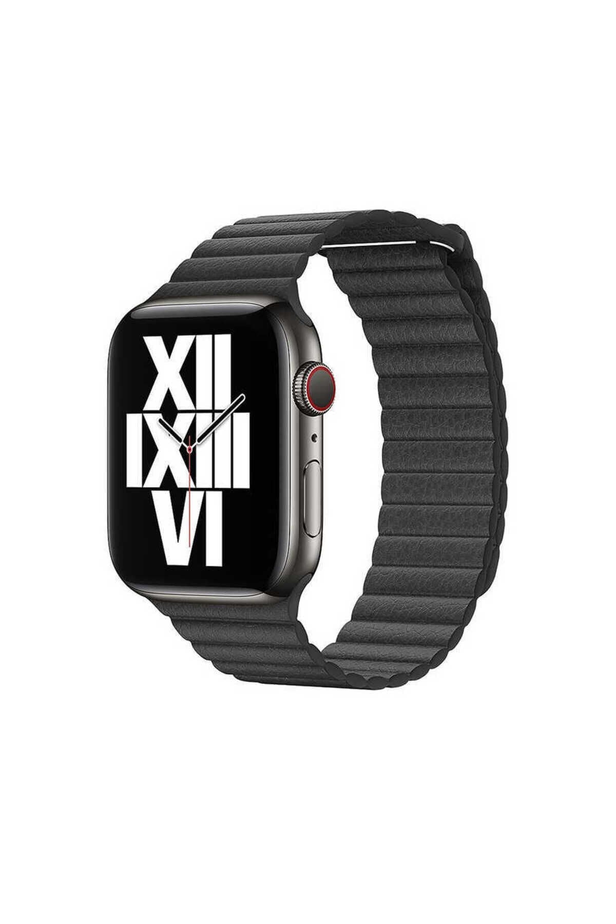 Watch 40mm Uyumlu KRD-09 Deri Lop BSAY Kordon-Kahverengi Siyah