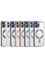 iPhone 12 Pro Max Uyumlu Kamera Korumalı Magsafe Wireless Şarj Özellikli BSAY Demre Kılıf-Gold Siyah