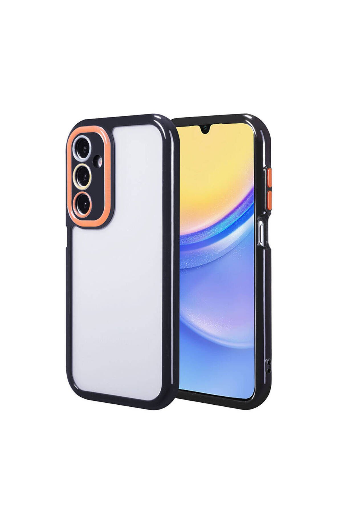 Galaxy A15 Kılıf Kamera Korumalı Renkli Kenar ve Çerçeve Tasarımlı BSAY Vitamin Kapak-Yeşil Siyah