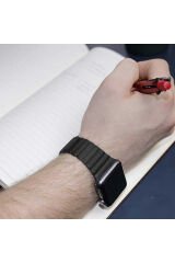 Watch 40mm Uyumlu KRD-09 Deri Lop BSAY Kordon-Kahverengi Lacivert