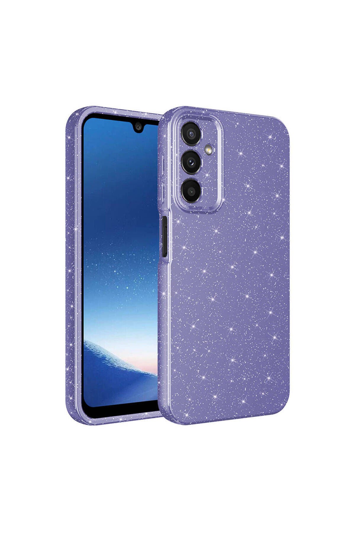 Galaxy A15 Kılıf Kamera Korumalı Simli Lüks BSAY Koton Kapak - Pembe Mor