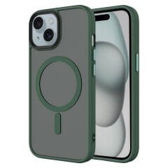 iPhone 15 Plus Kılıf Mat Arka Yüzey Wireless Şarj Özellikli Zore Flet M-safe Kılıf