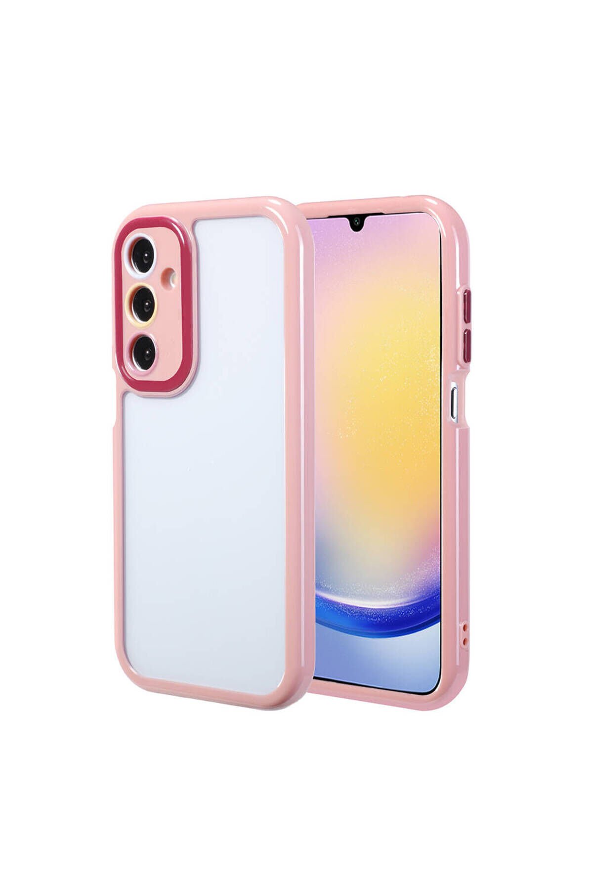 Galaxy A25 Kılıf Kamera Korumalı Renkli Kenar ve Çerçeve Tasarımlı BSAY Vitamin Kapak-Mürdüm Mürdüm