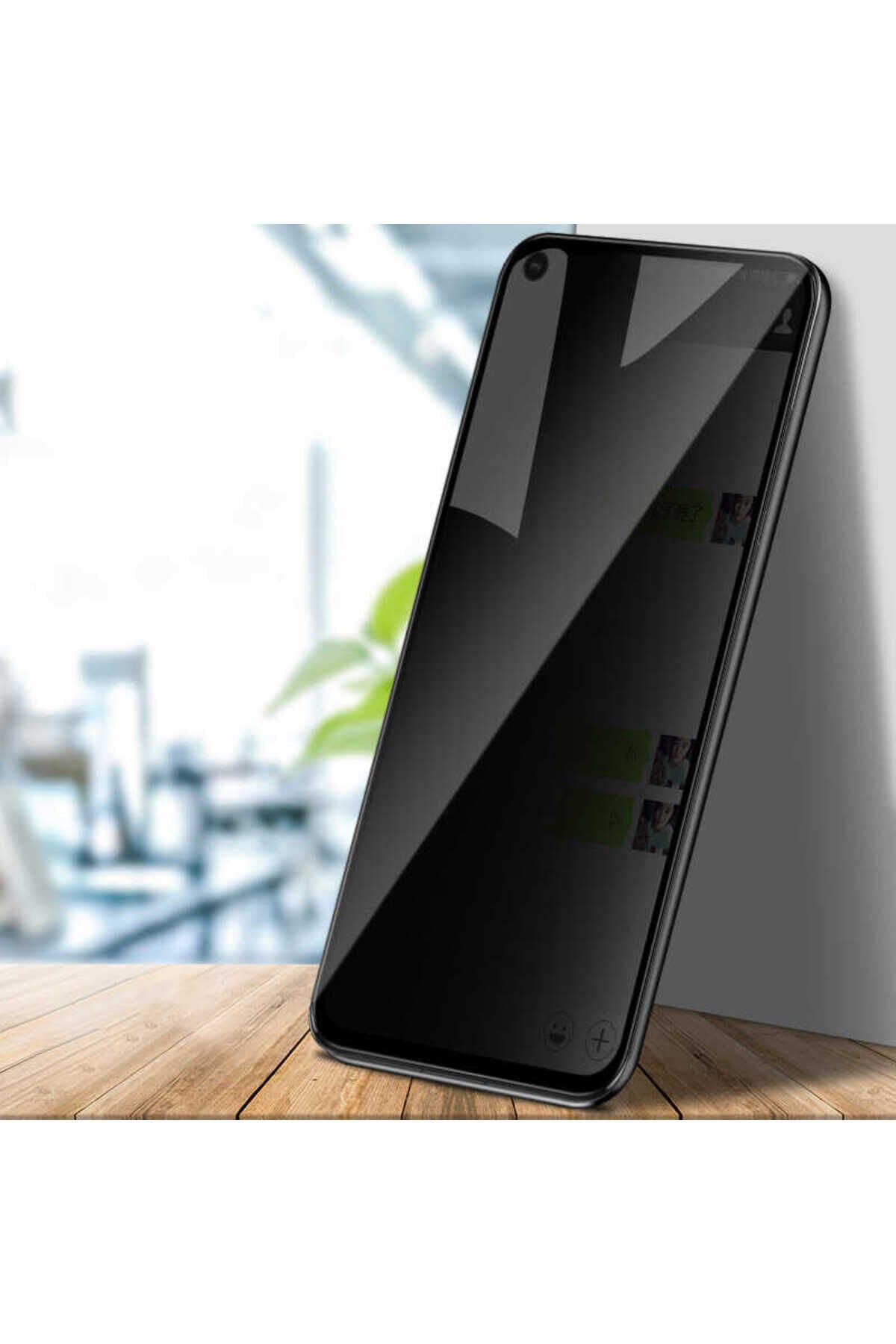 Reno 4 Lite Davin 5D Privacy Cam Ekran Koruyucu - Siyah