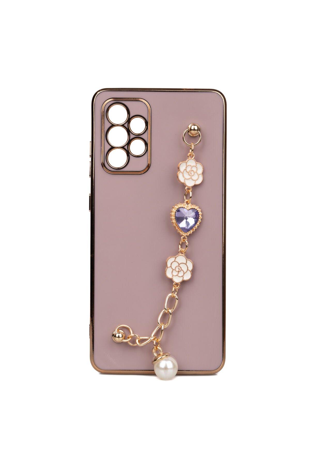 Galaxy A72 Kılıf El Tutamaçlı Kamera Korumalı BSAY Taka Silikon Kapak - Mor Mor