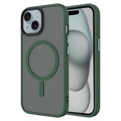 iPhone 15 Plus Kılıf Mat Arka Yüzey Wireless Şarj Özellikli Zore Flet M-safe Kılıf Siyah