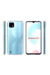 Realme C21 Kılıf NXAR Süper Silikon Kapak - Renksiz Renksiz