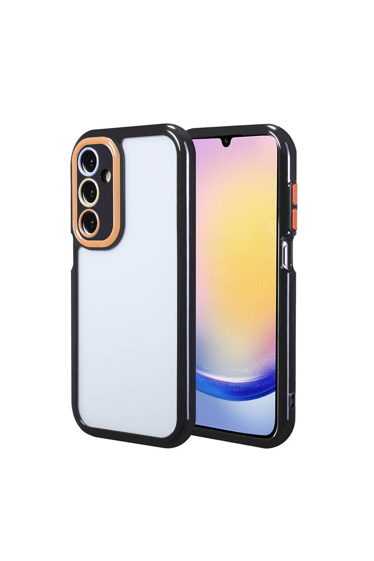 Galaxy A25 Kılıf Kamera Korumalı Renkli Kenar ve Çerçeve Tasarımlı BSAY Vitamin Kapak-Mürdüm Siyah