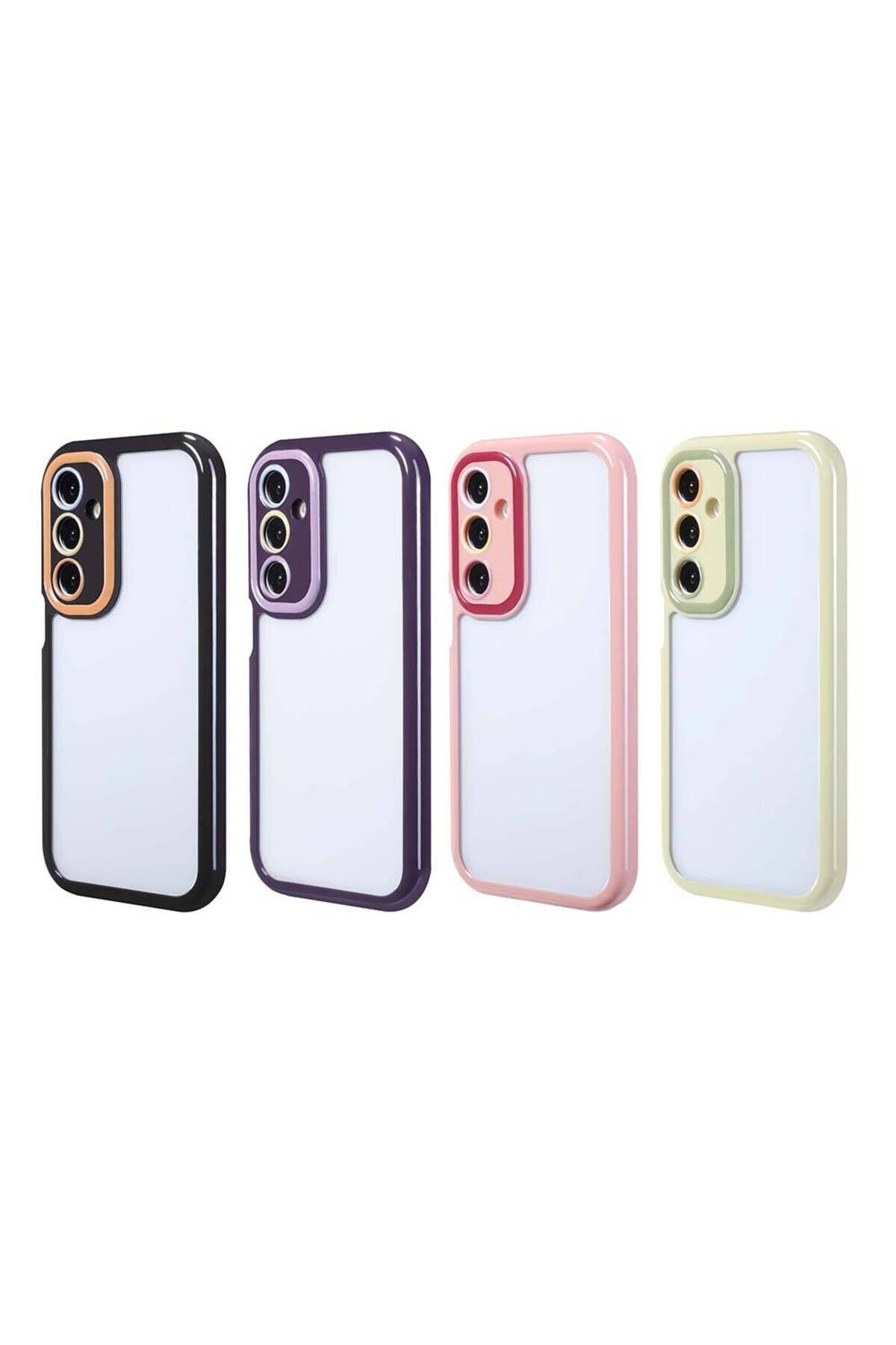 Galaxy A25 Kılıf Kamera Korumalı Renkli Kenar ve Çerçeve Tasarımlı BSAY Vitamin Kapak-Mürdüm Siyah