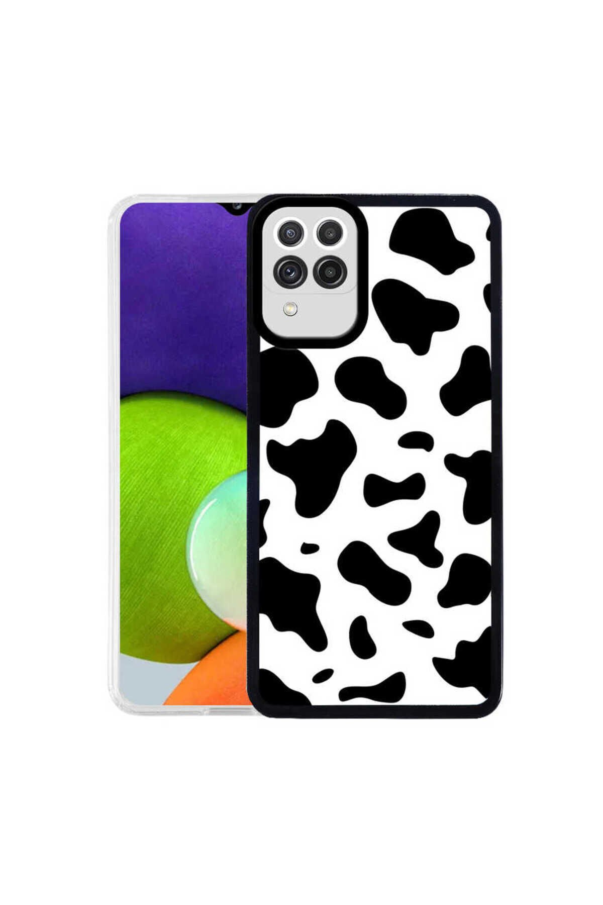 Galaxy M32 Kılıf GZST M-Fit Desenli Kapak - Cow No1