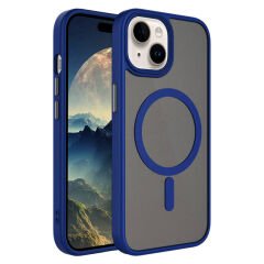 iPhone 15 Kılıf Mat Arka Yüzey Wireless Şarj Özellikli Zore Flet M-safe Kılıf Siyah