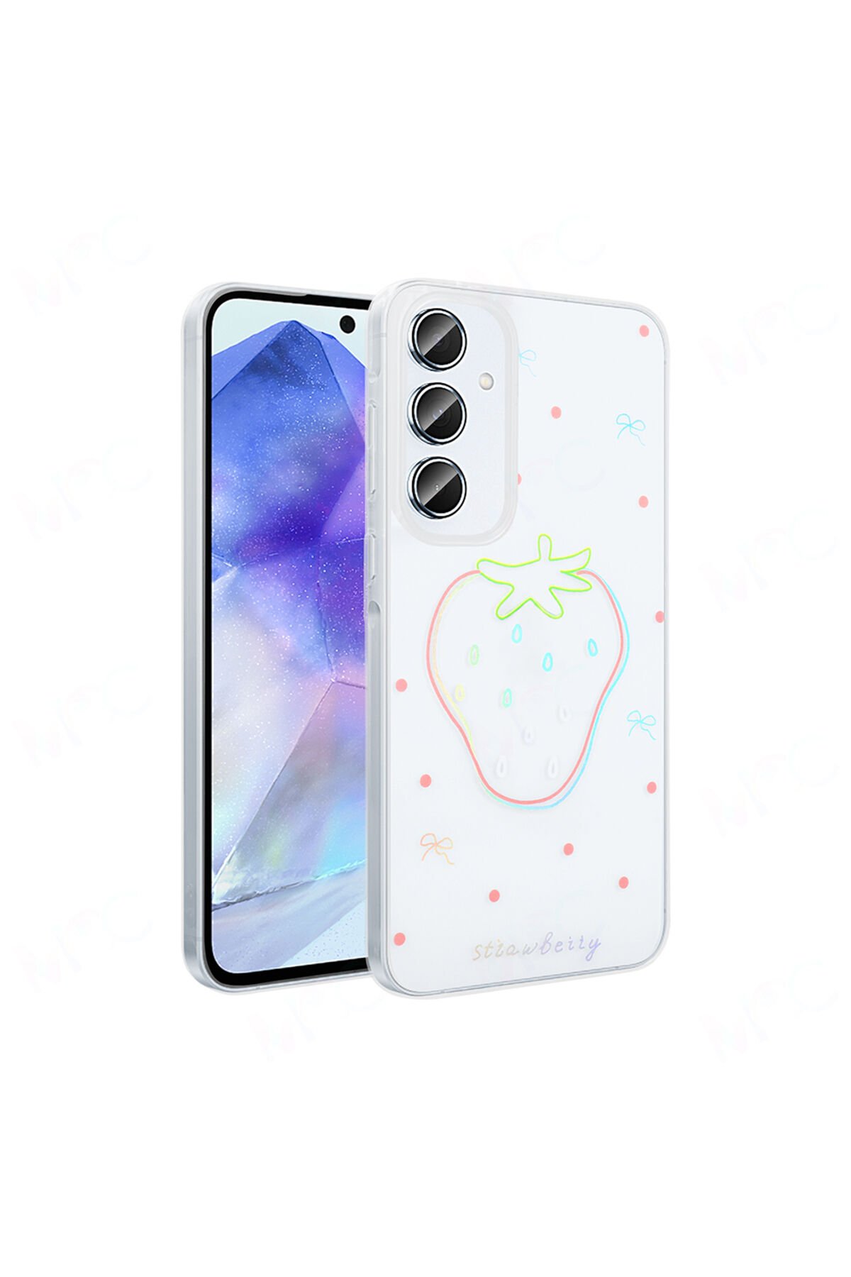 Galaxy S24 FE Kılıf Şeffaf Figürlü BSAY Folk Sert Kapak - Çilek