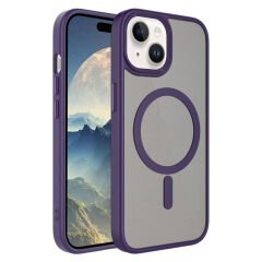 iPhone 15 Kılıf Mat Arka Yüzey Wireless Şarj Özellikli Zore Flet M-safe Kılıf Pembe