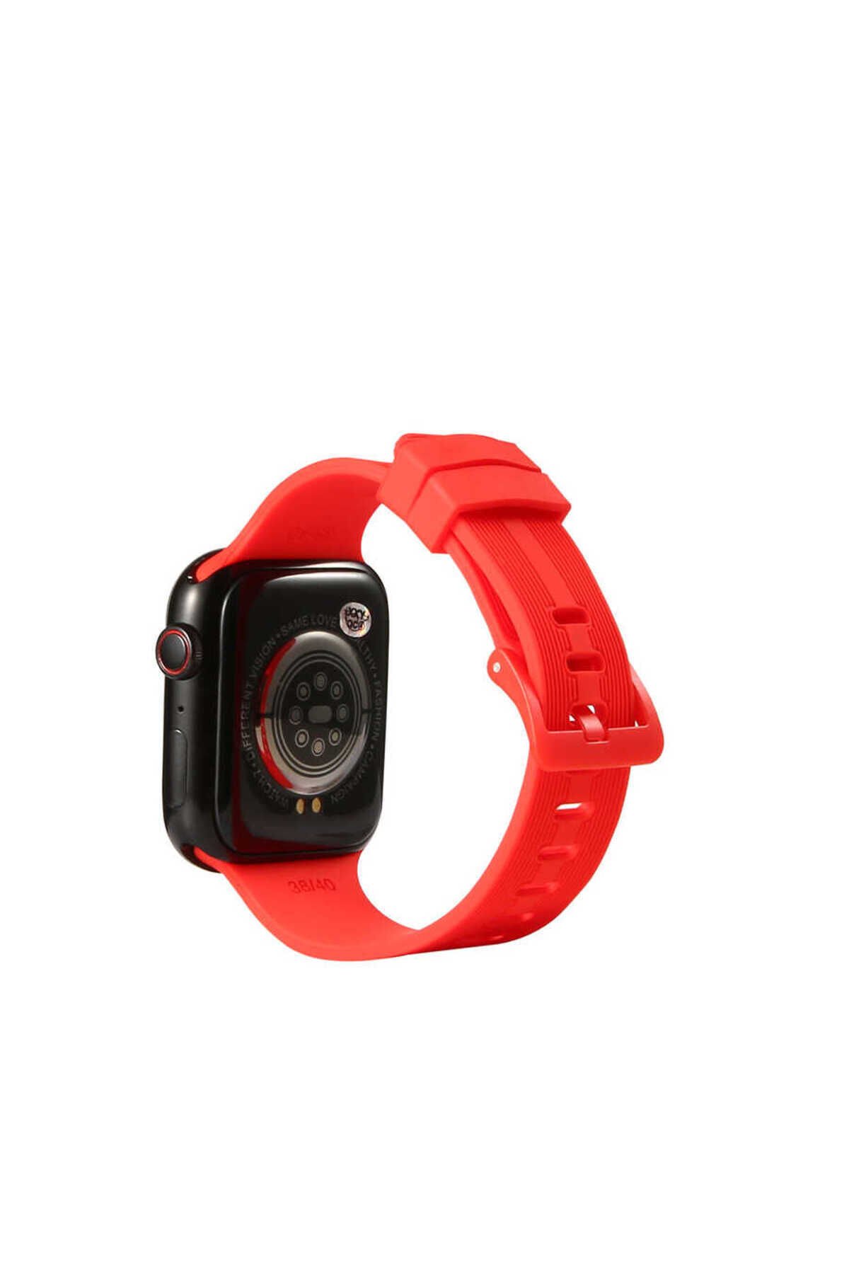 Watch Ultra 49mm Kordon KRD-23 Uyumlu Strap Kayış BSAY- Siyah Kırmızı