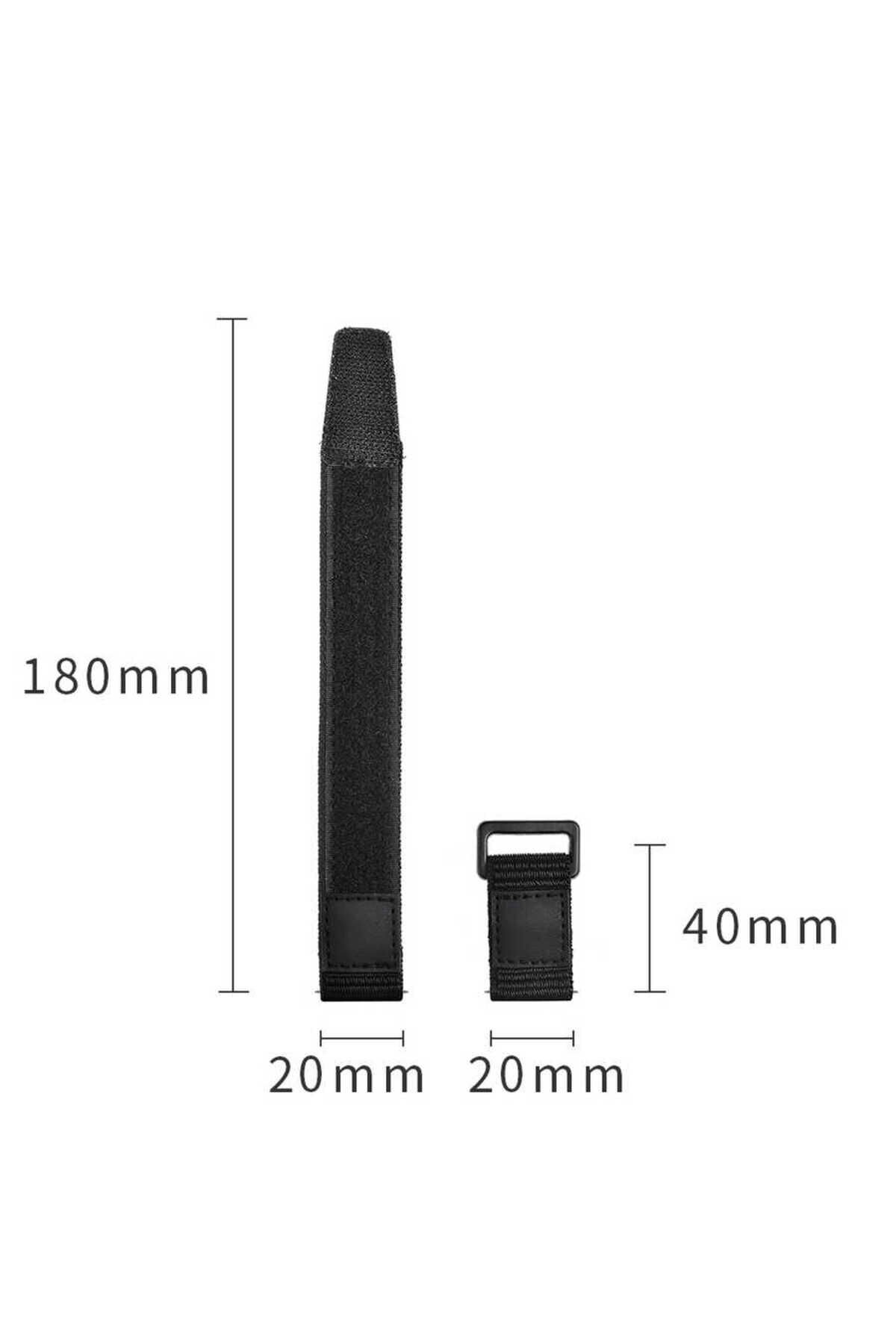 Galaxy Watch 42mm (20mm) Magic Nylon GNG Kordon Siyah Siyah