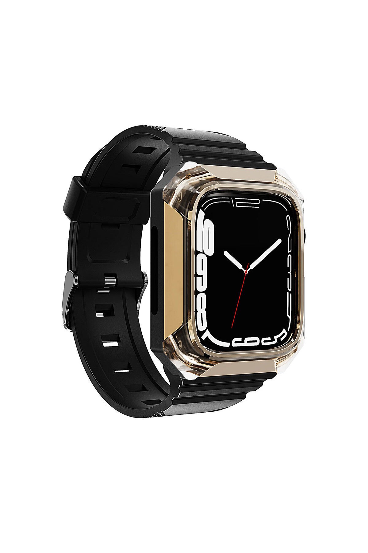 Watch 40mm Uyumlu KRD-88 Sert PC Kasa Koruyuculu Uyumlu HTT Kordon Gold Gold