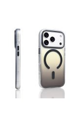 iPhone 17 Pro Kılıf M-safe Şarj Özellikli Transparan Renk Geçişli ASMA Toros Kapak - Gold Altın