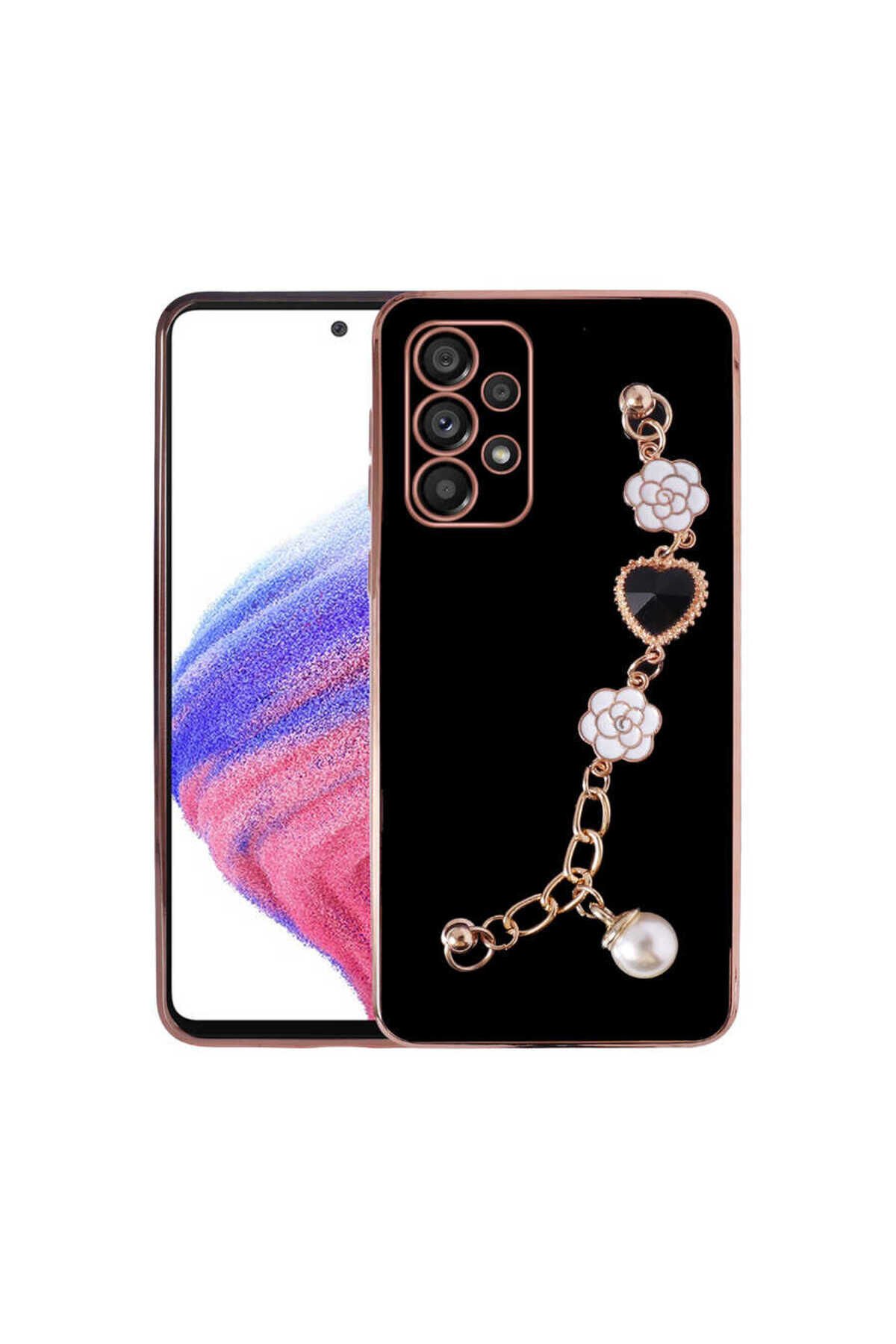 Galaxy A53 5G Kılıf El Tutamaçlı Kamera Korumalı BSAY Taka Silikon Kapak - Beyaz Mor