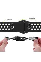 Gear S3 (22mm) KRD-02 Uyumlu BSAY Kordon-Siyah-Gri Siyah